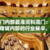 澳门内部最准资料澳门：揭密赌城内部的行业秘辛，打开澳门赌场的神秘面纱