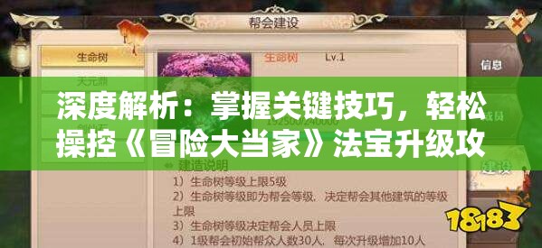 深度解析：掌握关键技巧，轻松操控《冒险大当家》法宝升级攻略，提升游戏实力与收益