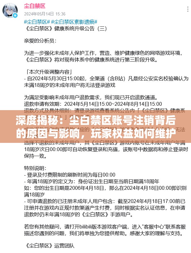 深度揭秘：尘白禁区账号注销背后的原因与影响，玩家权益如何维护