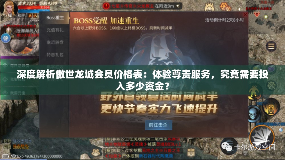 深度解析傲世龙城会员价格表：体验尊贵服务，究竟需要投入多少资金？