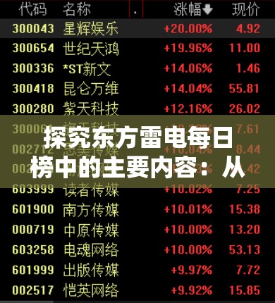 探究东方雷电每日榜中的主要内容：从玩家数量、热门游戏到更新动态一览无余