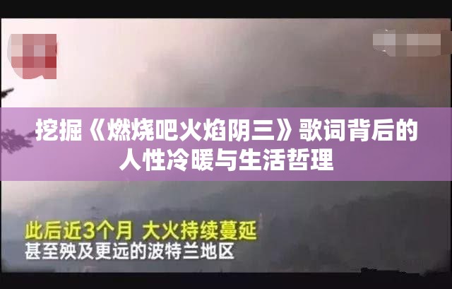 挖掘《燃烧吧火焰阴三》歌词背后的人性冷暖与生活哲理