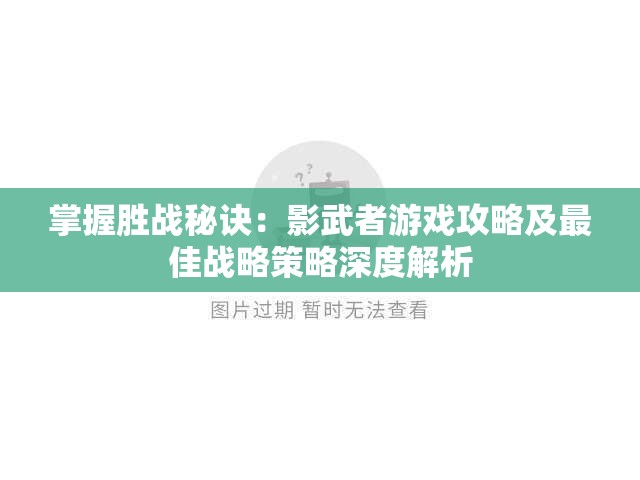 掌握胜战秘诀：影武者游戏攻略及最佳战略策略深度解析