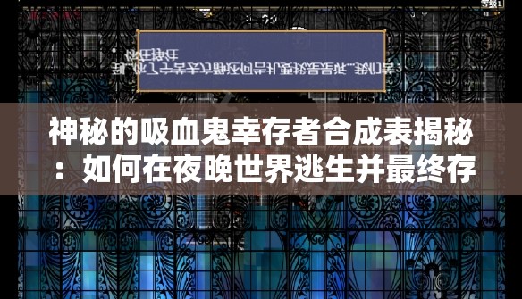 神秘的吸血鬼幸存者合成表揭秘：如何在夜晚世界逃生并最终存活？
