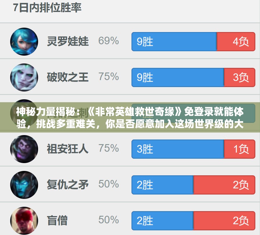 神秘力量揭秘：《非常英雄救世奇缘》免登录就能体验，挑战多重难关，你是否愿意加入这场世界级的大冒险？