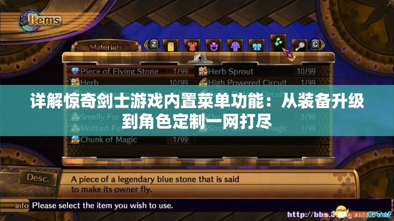 详解惊奇剑士游戏内置菜单功能：从装备升级到角色定制一网打尽