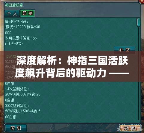 深度解析：神指三国活跃度飙升背后的驱动力 —— 独特的社区运营模式揭秘