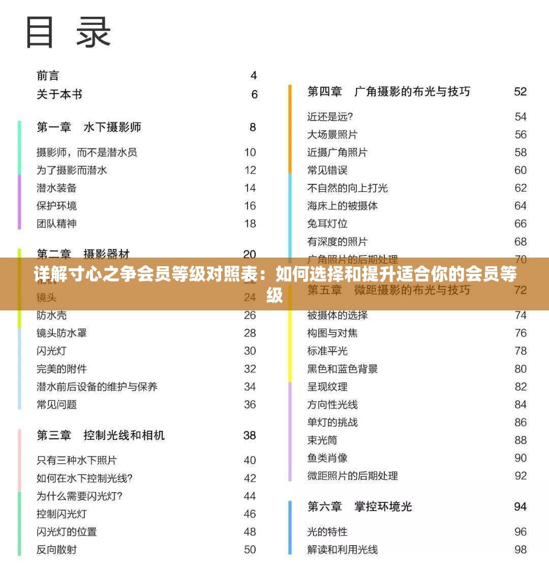 详解寸心之争会员等级对照表：如何选择和提升适合你的会员等级