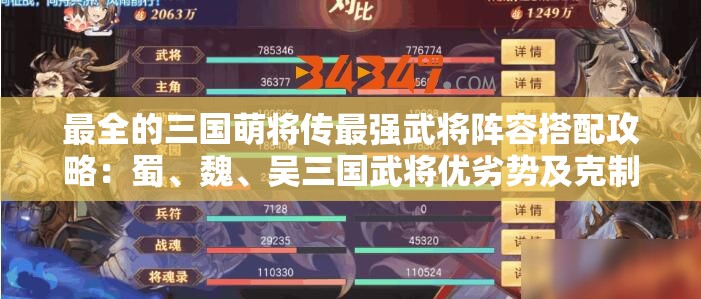 最全的三国萌将传最强武将阵容搭配攻略：蜀、魏、吴三国武将优劣势及克制关系揭秘