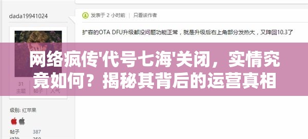 网络疯传'代号七海'关闭，实情究竟如何？揭秘其背后的运营真相