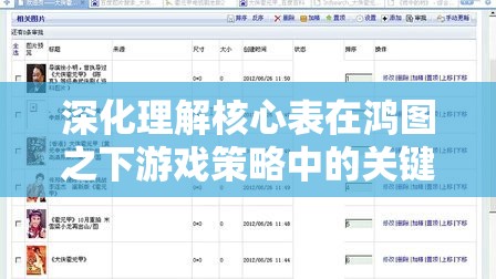 深化理解核心表在鸿图之下游戏策略中的关键角色：以优化战斗性能为要点的全面分析