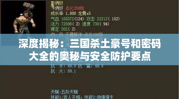 深度揭秘：三国杀土豪号和密码大全的奥秘与安全防护要点
