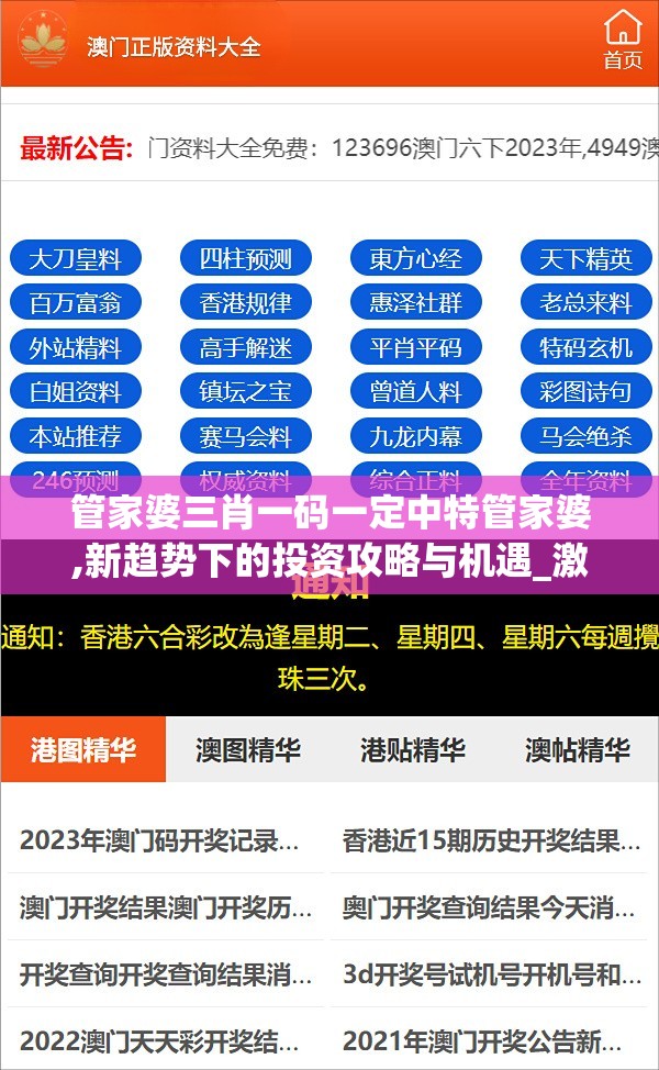 管家婆三肖一码一定中特管家婆,新趋势下的投资攻略与机遇_激发款.9.615
