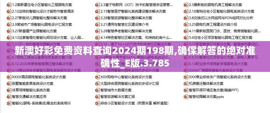 新澳好彩免费资料查询2024期198期,确保解答的绝对准确性_E版.3.785