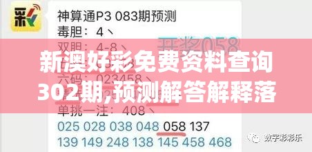 新澳好彩免费资料查询302期,预测解答解释落实_移动版0.597