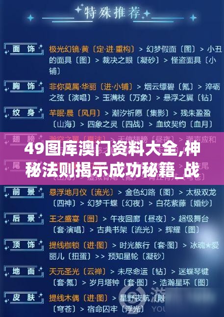 49图库澳门资料大全,神秘法则揭示成功秘籍_战略款.7.563