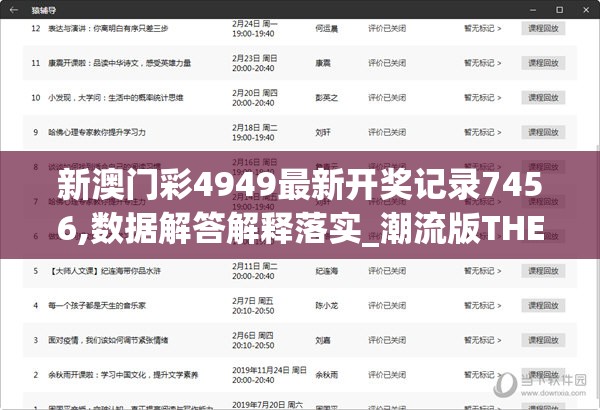 新澳门彩4949最新开奖记录7456,数据解答解释落实_潮流版THE.5.659