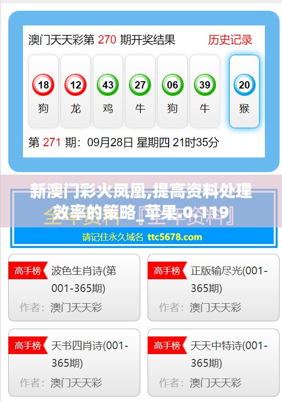 新澳门彩火凤凰,提高资料处理效率的策略_苹果.0.119