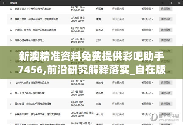新澳精准资料免费提供彩吧助手7456,前沿研究解释落实_自在版.9.396