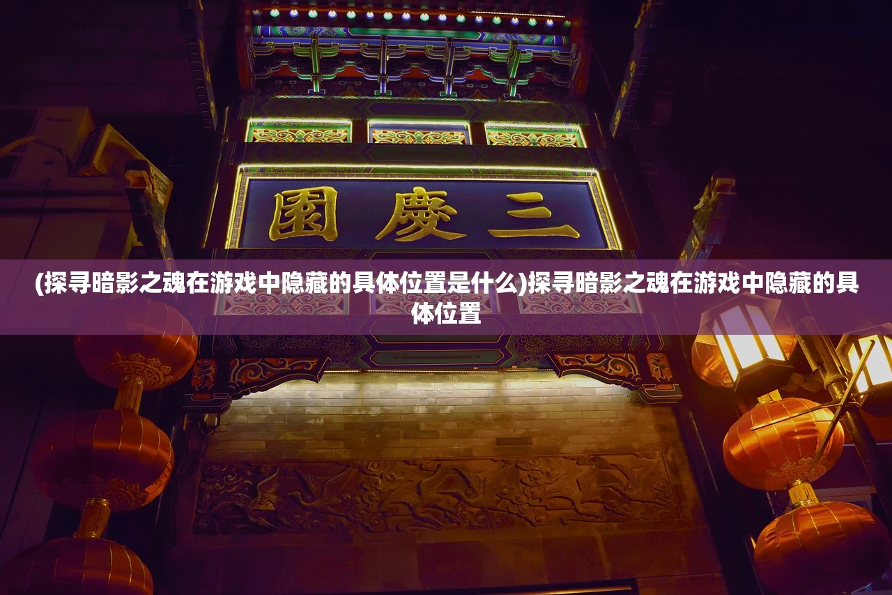 (探寻暗影之魂在游戏中隐藏的具体位置是什么)探寻暗影之魂在游戏中隐藏的具体位置